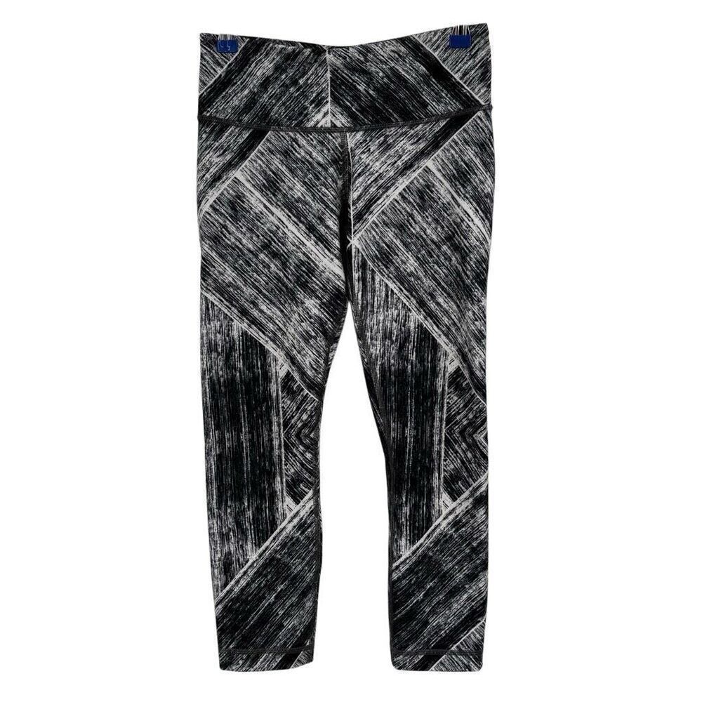 Lululemon Wunder Under Crop Leggings‎ Heath Wave Black White Size 4